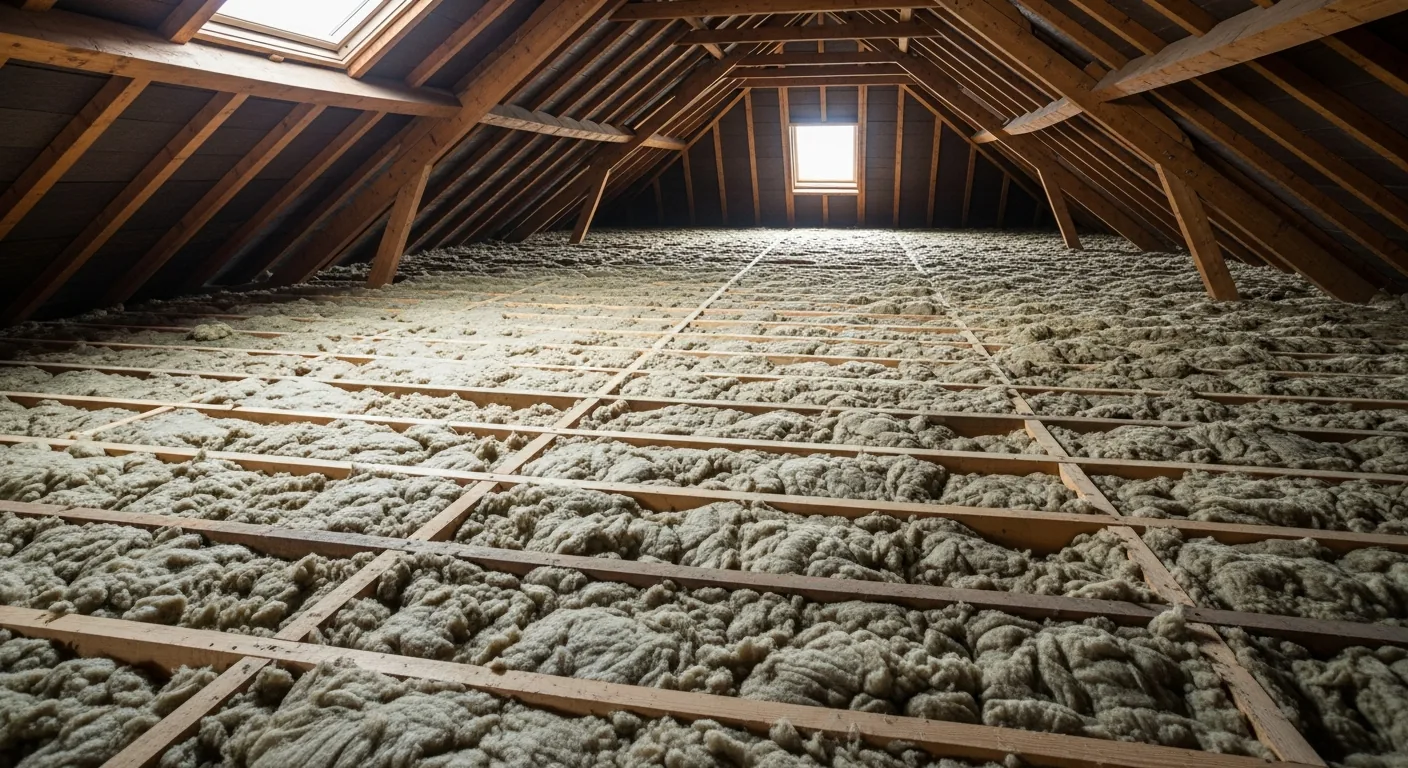 Combles d'une maison de Nantes isolés par soufflage de laine minérale